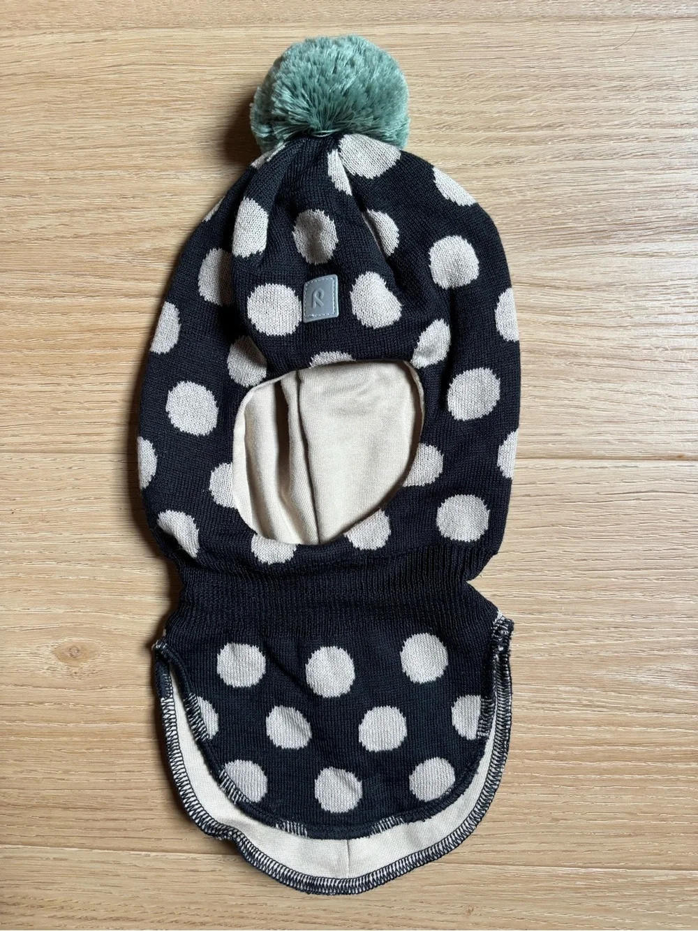 Reima Polkka Kids Balaclava Merino Wool & Organic Cotton US 3-4Y Black and Tan